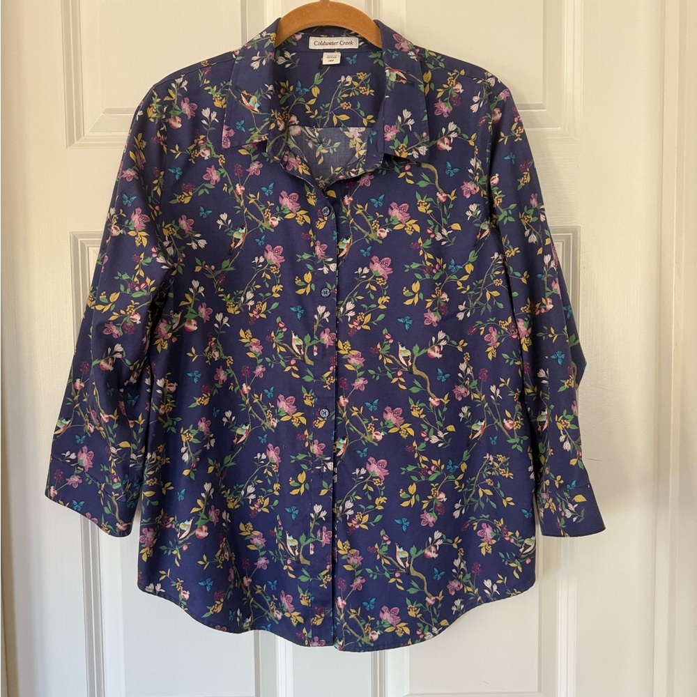Coldwater Creek Purple Floral Shirt 14P